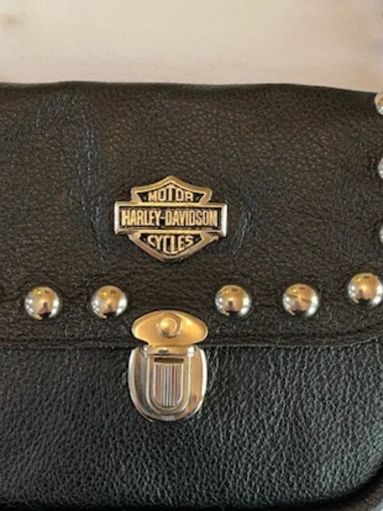 HARLEY-DAVIDSON | Black Studded Leather Crossbody Bag-EUC - Picture 3 of 9